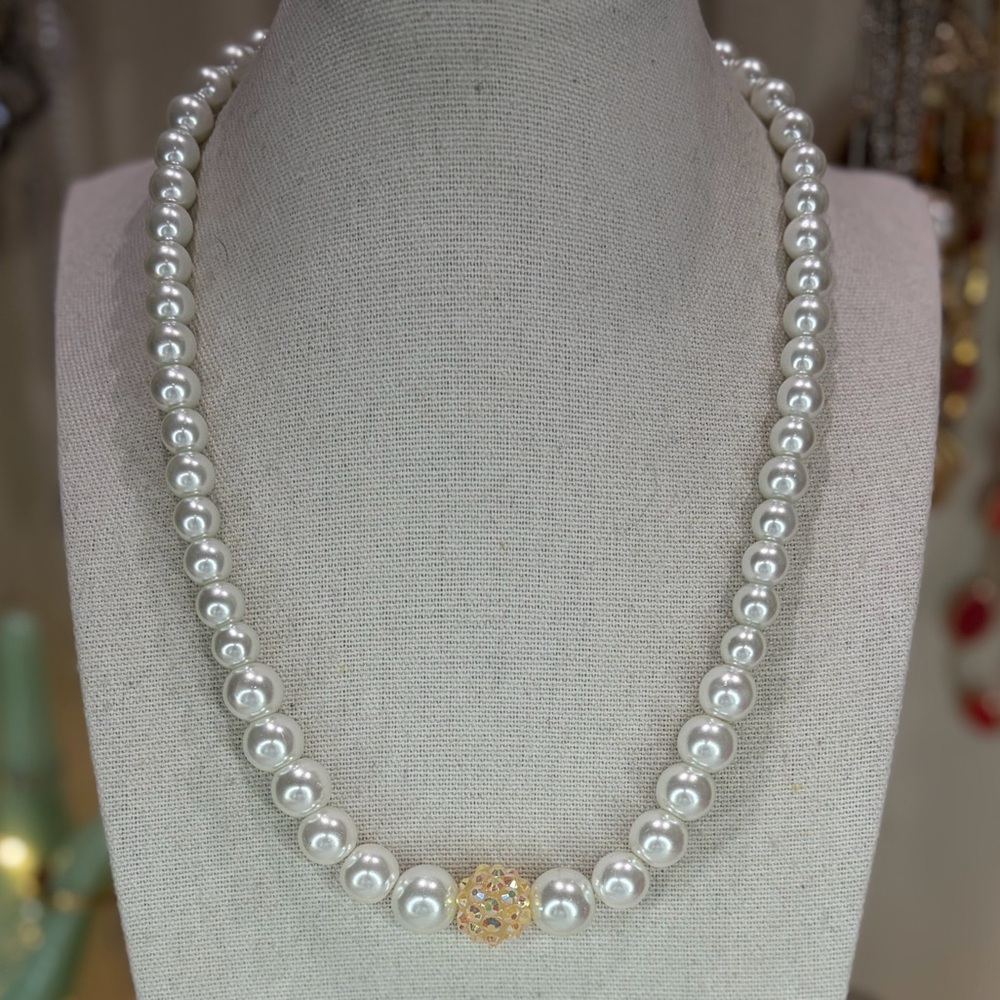 Glass Faux Pearl Necklace Beaded Jewelry
